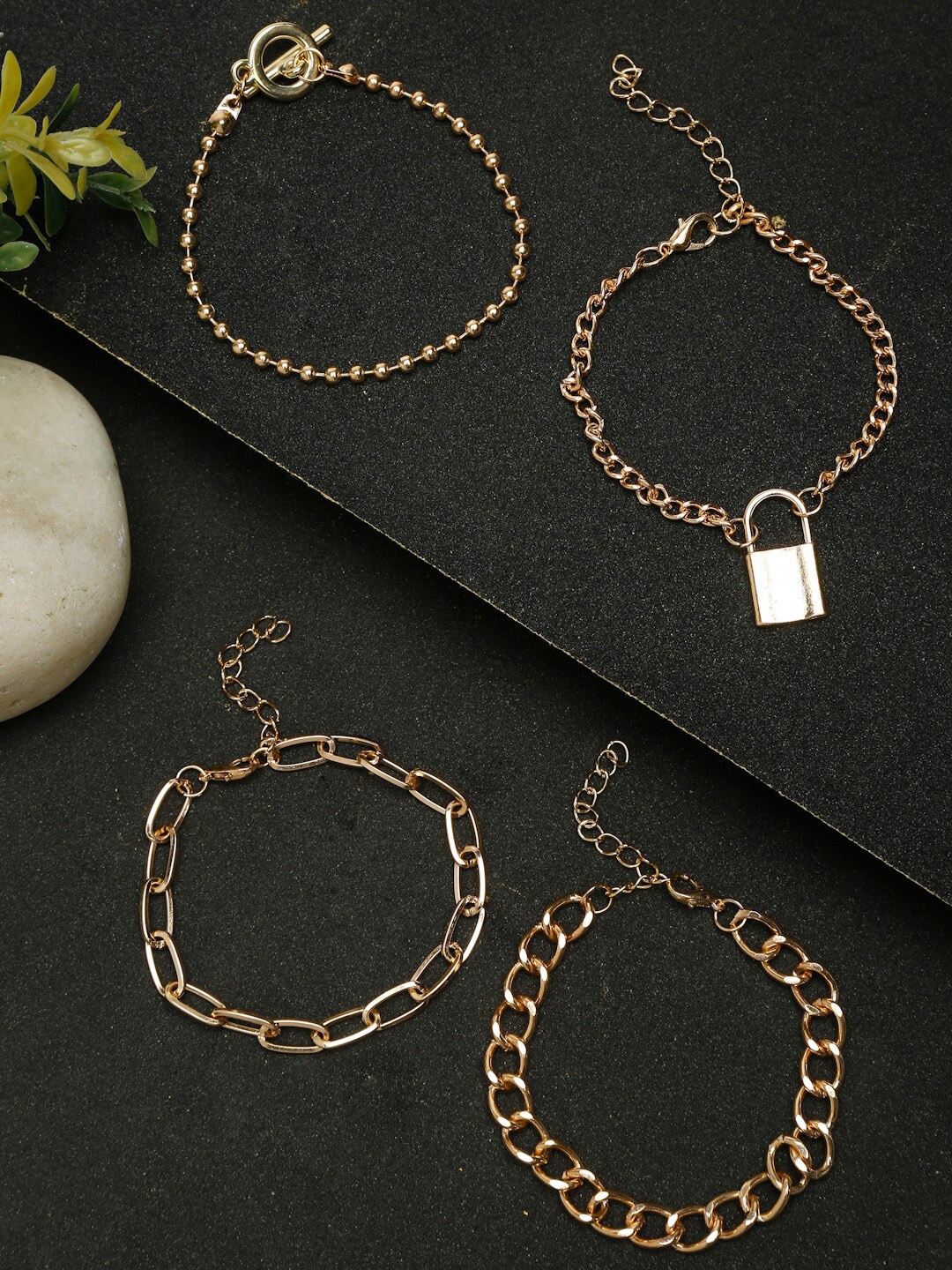 Women 4 Gold-Plated Link Bracelets
